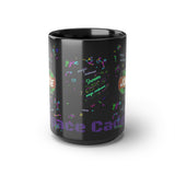 Black GC Joe Space Cadet V3 Epaulet Coffee or Tea Mug, 15oz Magic Mushrooms Version