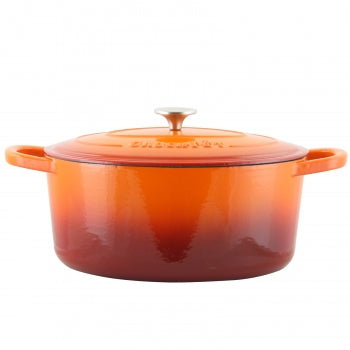 Crock Pot Artisan 7 Quart Enameled Cast Iron Oval Dutch Oven in Sunset Orange