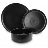 Gibson Home Stone Lava 12 Piece Dinnerware Set in Matte Black, Service for 4