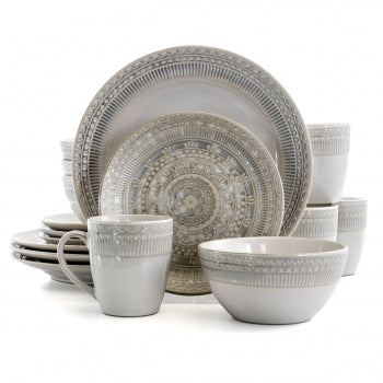 Gibson Elite Amberdale 16 Piece Stoneware Dinnerware Set in Cream