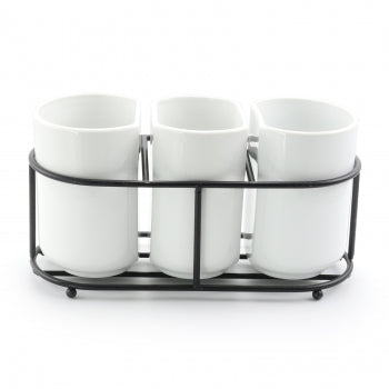 Gibson Elite Fine Ceramic 4 Piece Utensil Holder in White