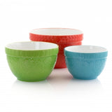 Gibson Abbey Stoneware 3 Piece Nesting Bowls in Assorted Colors