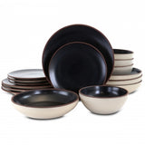 Gibson Elite Contempo Classic 16 Piece Round Terracotta Dinnerware Set in Black