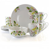 Gibson Home Holiday Holly 12 Piece Fine Ceramic Dinnerware Set