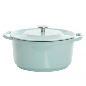 Kenmore Elite Oak Park 5 Quart Enameled Cast Iron Casserole with Lid and Glass Steamer in Light Blue