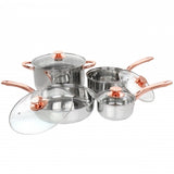 Gibson Home Ansonville 8 Piece Stainless Steel Cookware Set with Rose Gold Handles