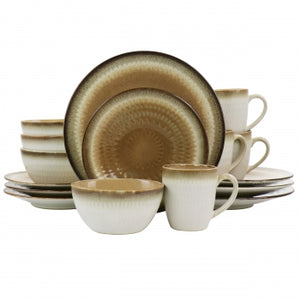 Gibson Elite Moonstruck 16 Piece Ceramic Dinnerware Set in Brown