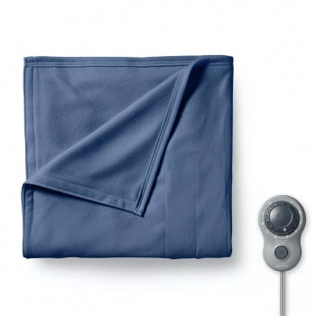 Sunbeam Twin Size Electric Fleece Heated Blanket in Blue