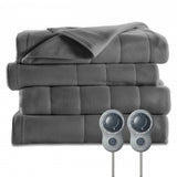 Sunbeam Queen Size Electric Fleece Heated Blanket in Slate with Dual Zone