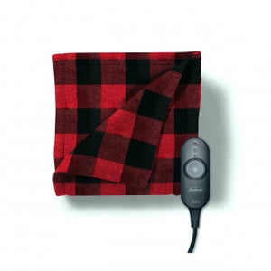 Sunbeam Electric Heated Plaid Fleece Throw with Push Button Control