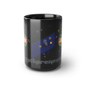 Black GC Joe Cryptopreneurial Epaulet Coffee or Tea Mug, 15oz Bitcoin Version