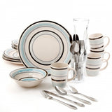 Gibson Home Deluxe Essentials 32pc Dinnerware Combo Set-Blue