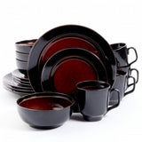 Gibson Elite Bella Galleria 16 Piece Stoneware Dinnerware Set in Red and Black