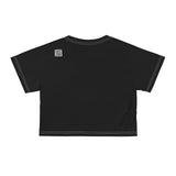 Women's BLUE ALIEN 1.1 Black Crop T-Block by minttblocks (BLUE ALIEN Short Sleeve NFT CropTee)