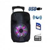 beFree Sound 8 Inch Bluetooth Portable Party Speaker with USB, SD and Reactive Lights