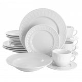 Elama Charlotte 20 Piece Porcelain Dinnerware Set in White