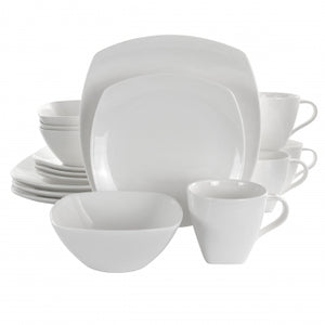 Elama Deluxe Square 16 Piece Porcelain Dinnerware Set in White