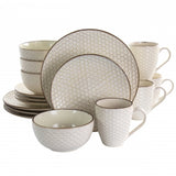 Elama Honey Ivory 16 Piece Stoneware Dinnerware Set in Ivory