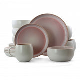 Elama Mocha Muave 16 Piece Luxurious Stoneware Dinnerware with Complete Setting for 4