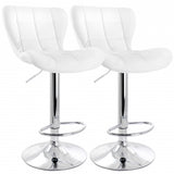 Elama 2 Piece Adjustable Faux Leather Bar Stool in White with Chrome Base