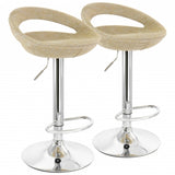 Elama 2 Piece Adjustable Rattan Barstool in Tan with Chrome Base