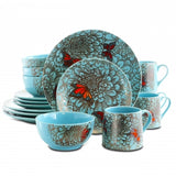 Elama Butterfly Garden 16 Piece Stoneware Dinnerware Set