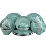 Elama Malibu Waves 16-Piece Dinnerware Set in Turquoise