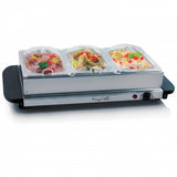 MegaChef Buffet Server & Food Warmer With 3 Removable Sectional Trays , Heated Warming Tray and Removable Tray Frame