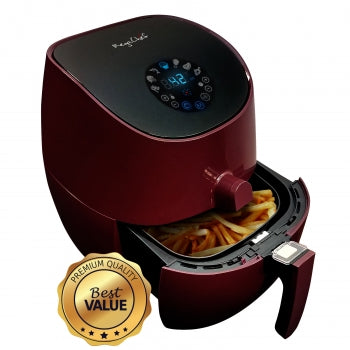 MegaChef 3.5 Quart Airfryer And Multicooker With 7 Pre-Programmed Settings in Burgundy