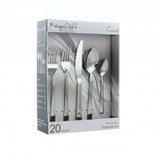 MegaChef Cravat 20 Piece Flatware Utensil Set, Stainless Steel Silverware Metal Service for 4 in Silver