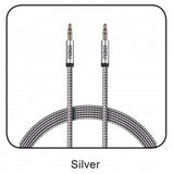 6 Ft. 2-Tone Braided Auxiliary Cable-SILVER