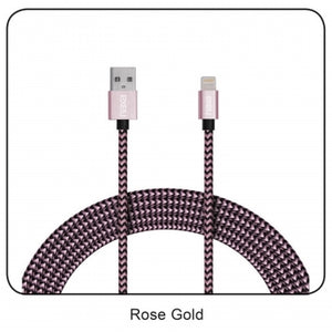 3 Ft. Lightning Charge and Sync 2-Tone Braided Cable-ROSEGOLD