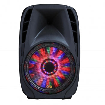 QFX 10" Battery Powered Portable Party Speaker With Bletooth/USB/SD/FM Player, RGB LED Moonlight With ON/OFF Switch