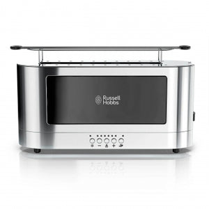 Russell Hobbs Stainless Steel 2 Slice Long Toaster with Black Glass Accent