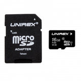 Unirex MicroSD High Capacity 16GB Class 10 with SD Adapter and USB Reader